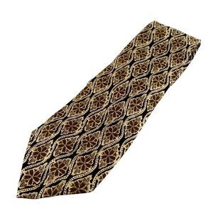 Via Como Tan brown black geometric floral Silk Men's 4" Neck tie